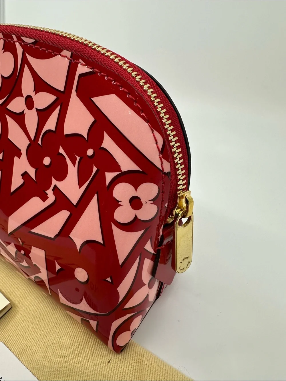 LOUIS VUITTON Patent Sweet Monogram Cosmetic Pouch-Pomme D'Amour